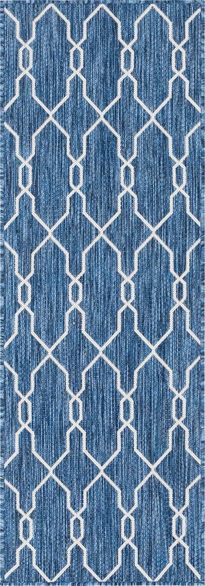 Unique Loom Rust Red Outdoor Trellis Rug - 4' X 6' Weather-resistant Design For Stylish Patios And Porches Blue  3148813-unique-loom