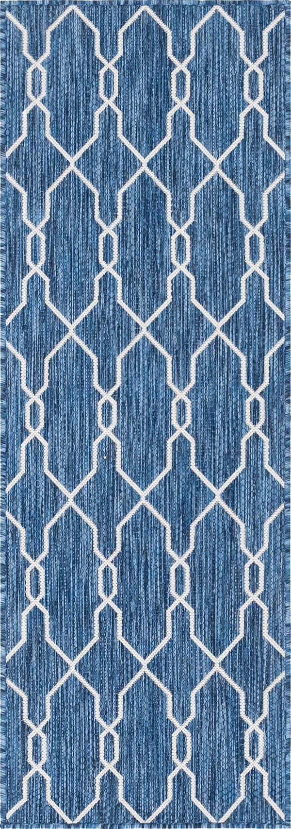 Unique Loom Rust Red Outdoor Trellis Rug - 4' X 6' Weather-resistant Design For Stylish Patios And Porches Blue  3148813-unique-loom
