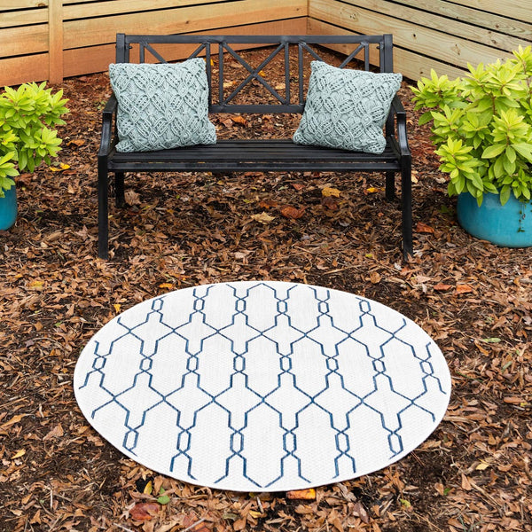 Unique Loom Rust Red Outdoor Trellis Rug - 4' X 6' Weather-resistant Design For Stylish Patios And Porches Ivory  3148820-unique-loom