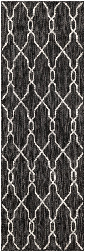 Unique Loom Rust Red Outdoor Trellis Rug - 4' X 6' Weather-resistant Design For Stylish Patios And Porches Charcoal  3148845-unique-loom