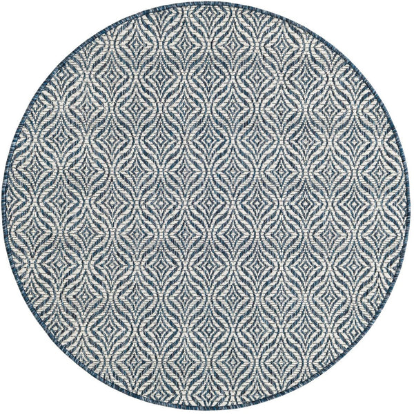 Unique Loom Rust Red Outdoor Trellis Rug - 4' X 6' Weather-resistant Design For Stylish Patios And Porches Blue  3148860-unique-loom