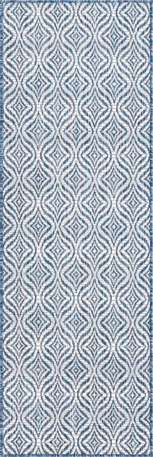 Unique Loom Rust Red Outdoor Trellis Rug - 4' X 6' Weather-resistant Design For Stylish Patios And Porches Blue  3148861-unique-loom