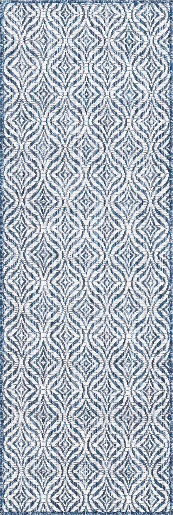 Unique Loom Rust Red Outdoor Trellis Rug - 4' X 6' Weather-resistant Design For Stylish Patios And Porches Blue  3148861-unique-loom