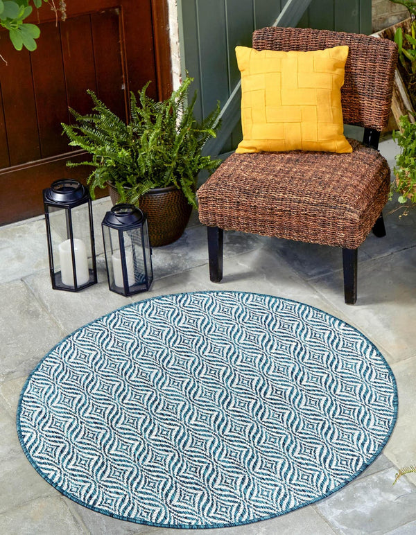 Unique Loom Rust Red Outdoor Trellis Rug - 4' X 6' Weather-resistant Design For Stylish Patios And Porches Teal  3148868-unique-loom