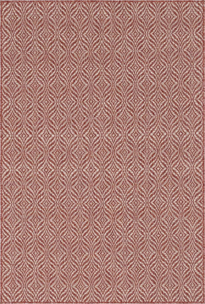 Unique Loom Rust Red Outdoor Trellis Rug - 4' X 6' Weather-resistant Design For Stylish Patios And Porches Red  3148883-unique-loom