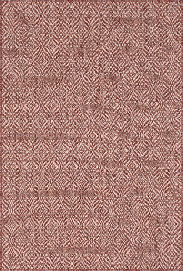 Unique Loom Rust Red Outdoor Trellis Rug - 4' X 6' Weather-resistant Design For Stylish Patios And Porches Red  3148883-unique-loom
