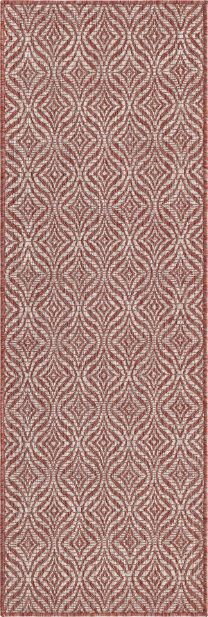 Unique Loom Rust Red Outdoor Trellis Rug - 4' X 6' Weather-resistant Design For Stylish Patios And Porches Red  3148885-unique-loom