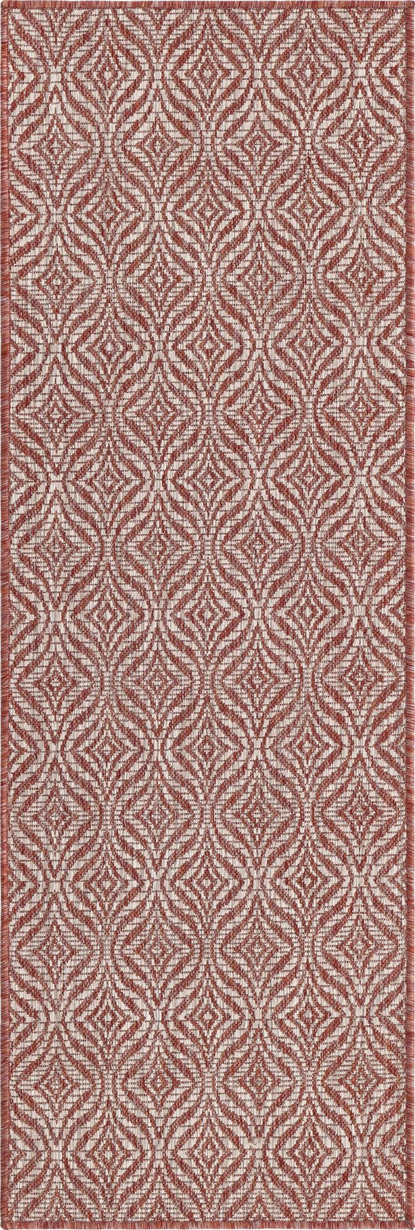 Unique Loom Rust Red Outdoor Trellis Rug - 4' X 6' Weather-resistant Design For Stylish Patios And Porches Red  3148885-unique-loom