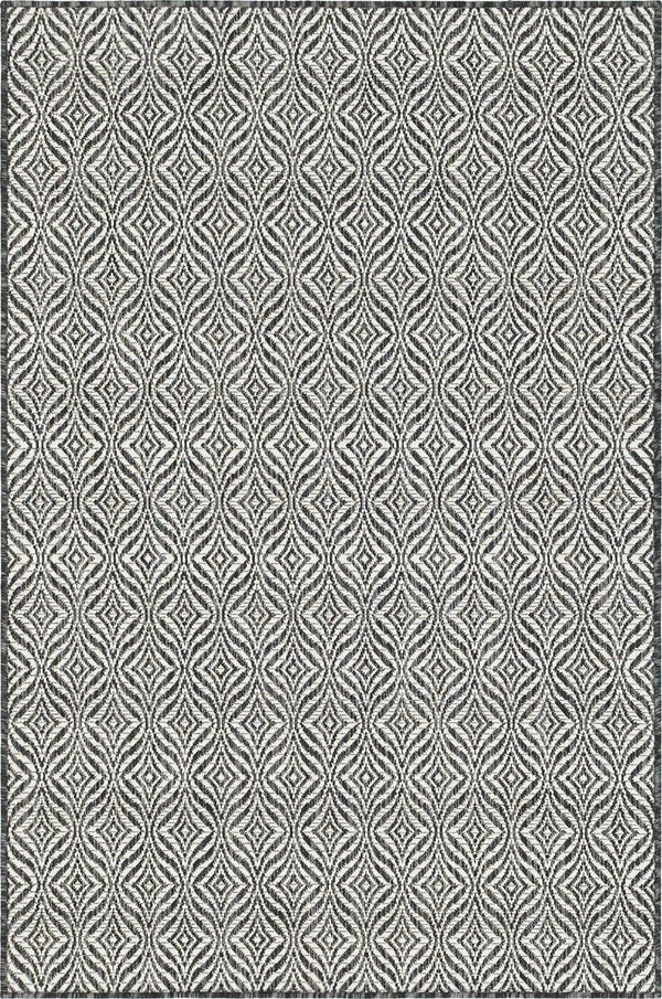 Unique Loom Rust Red Outdoor Trellis Rug - 4' X 6' Weather-resistant Design For Stylish Patios And Porches Charcoal  3148899-unique-loom