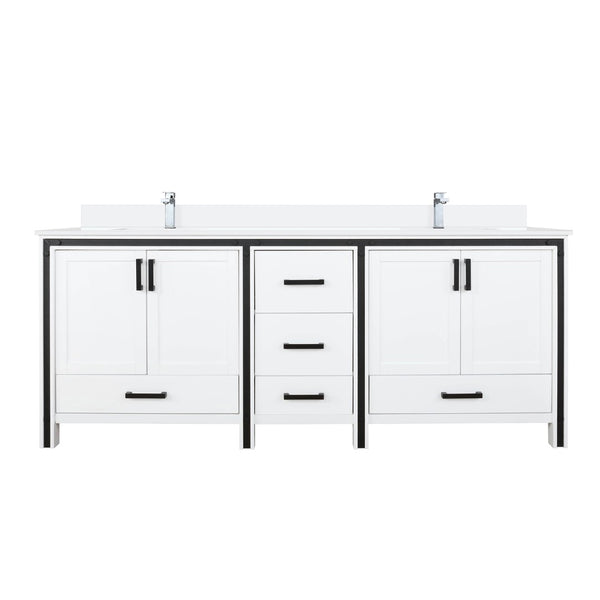 English Elm White Double Bath Vanity With Cultured Marble Top & Faucet Set – Stylish, Durable, & Spacious Design B2731P260648-GIGA