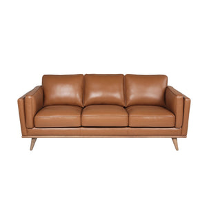 English Elm Modern Leather Sofa Solid Wood Base Low Profile Contemporary Living Room Seating B193P200170