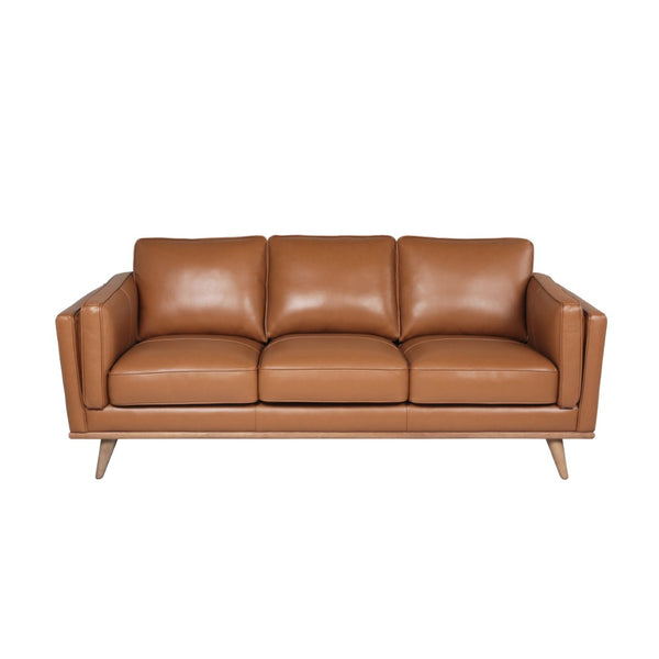 English Elm Modern Leather Sofa Solid Wood Base Low Profile Contemporary Living Room Seating B193P200170