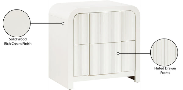 Fluted Cream Night Stand 314Cream-NS Meridian Furniture