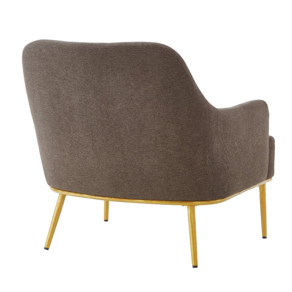 English Elm Modern Chenille Armchair with Curved Back Gold Legs Plush Accent Seat for Any Room Brown N763P360684D