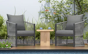 English Elm Christopher Knight Home® - [Set Of 2] Modern Gray Lounge Chairs With Curved Aluminum Frame & Cushions For Stylish Comfort Outdoors N767P237033G_2