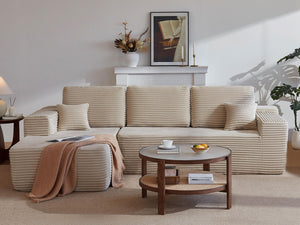 English Elm 104''cloud Modular Sectional Sofa Plush Upholstered Deep Seat L-shaped Living Room Couch W3975S00027