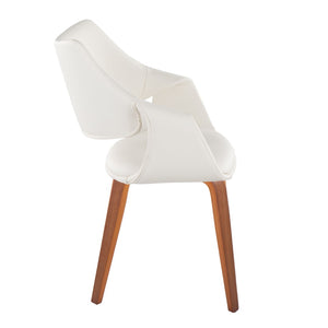 English Elm Chair Set of Two with White Faux Leather Seating and Warm Walnut Bentwood Legs B202S02070