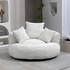 English Elm Lazy Sofa Oversized Ergonomic Bean Bag Lounger with High Wrap Back, Plush Chenille Foam Comfort for Living Room, Bedroom, Office Beige W395P252048