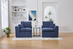 English Elm UNITED Cloud Couch Modular Sectional Sofa with Corduroy Cover, Ergonomic 2-Seater, No Assembly Needed Navy Blue W1568P371122