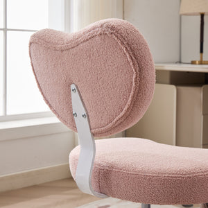 English Elm Meditation Cross-Legged Chair with Wheels, Pink Teddy, Adjustable Footstool, Lumbar Memory Foam Comfort W1143P360516