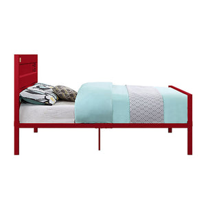 English Elm Red Cargo Container Metal Bed Frame Full Platform, Industrial Iron Design, No Box Spring Needed, Stylish B062P189165