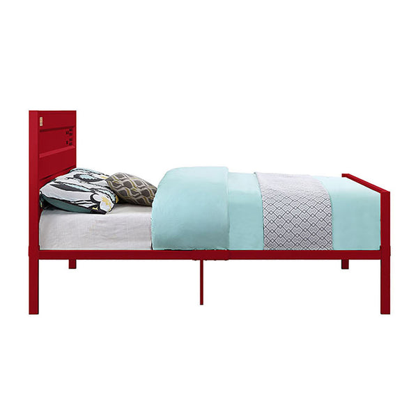 English Elm Red Cargo Container Metal Bed Frame Full Platform, Industrial Iron Design, No Box Spring Needed, Stylish B062P189165