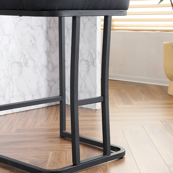 English Elm Set Of 2 Modern Upholstered Bar Stools With Button-Tufted High Back For Kitchen Or Dining Room Comfort W1901P225272-GIGA