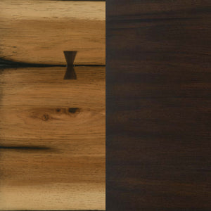 English Elm Jorvin Natural Honey Live Edge Dining Table with Smokey Black Base, Mahogany-Hickory Sturdy Design B062P350428