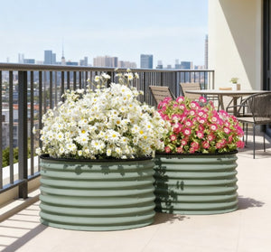 English Elm Garden Galvanized Steel Raised Planter with Integrated Trellis for Climbing Vines Outdoors T3971P422045