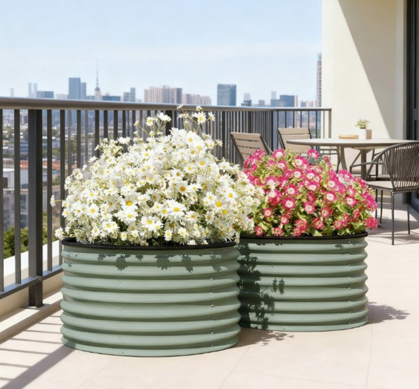 English Elm Garden Galvanized Steel Raised Planter with Integrated Trellis for Climbing Vines Outdoors T3971P422045