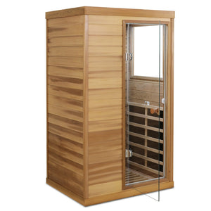 English Elm Red Cedar Single Person Far Infrared Indoor Sauna with Glass Door and Lcd Controls W632S00019