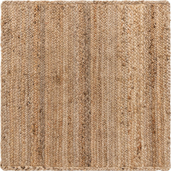 Unique Loom Natural Braided Jute Square Rug For Rustic Living Spaces - Durable, Organic Texture & Warmth Natural  3150059-unique-loom