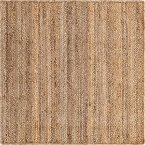 Unique Loom Natural Braided Jute Square Rug For Rustic Living Spaces - Durable, Organic Texture & Warmth Natural  3150060-unique-loom
