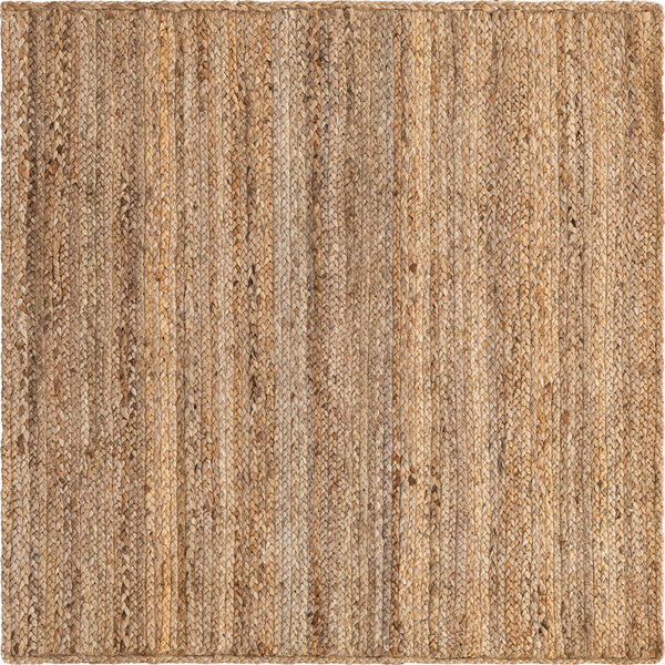 Unique Loom Natural Braided Jute Square Rug For Rustic Living Spaces - Durable, Organic Texture & Warmth Natural  3150060-unique-loom