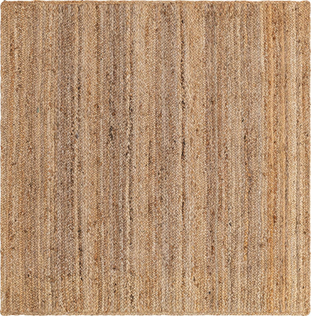 Unique Loom Natural Braided Jute Square Rug For Rustic Living Spaces - Durable, Organic Texture & Warmth Natural  3150061-unique-loom