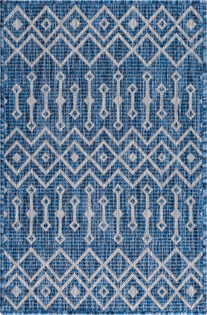 Unique Loom Blue Outdoor Trellis Runner - Stylish 2' X 8' Design For Patios And Garden Paths, Durable & Chic Blue  3150206-unique-loom