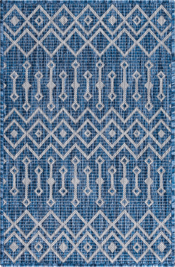 Unique Loom Blue Outdoor Trellis Runner - Stylish 2' X 8' Design For Patios And Garden Paths, Durable & Chic Blue  3150206-unique-loom