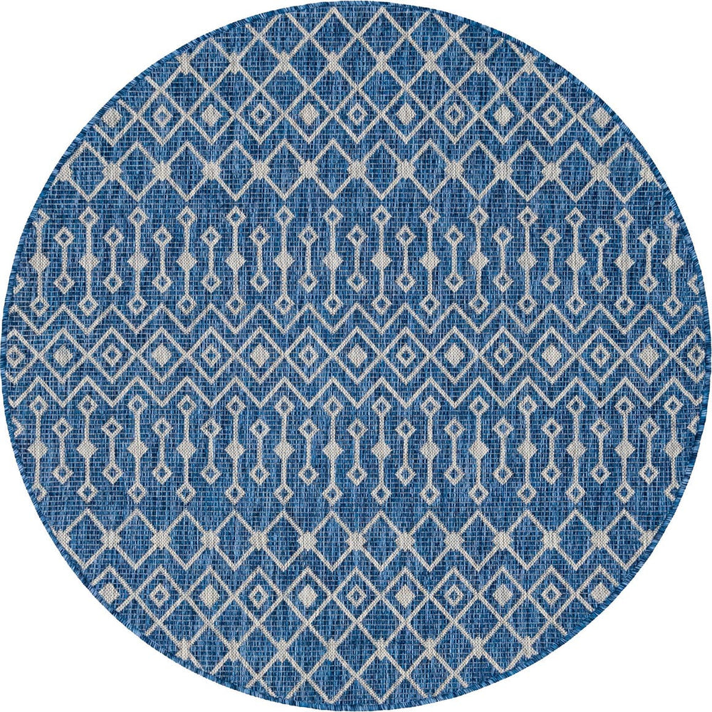 Unique Loom Blue Outdoor Trellis Runner - Stylish 2' X 8' Design For Patios And Garden Paths, Durable & Chic Blue  3150212-unique-loom