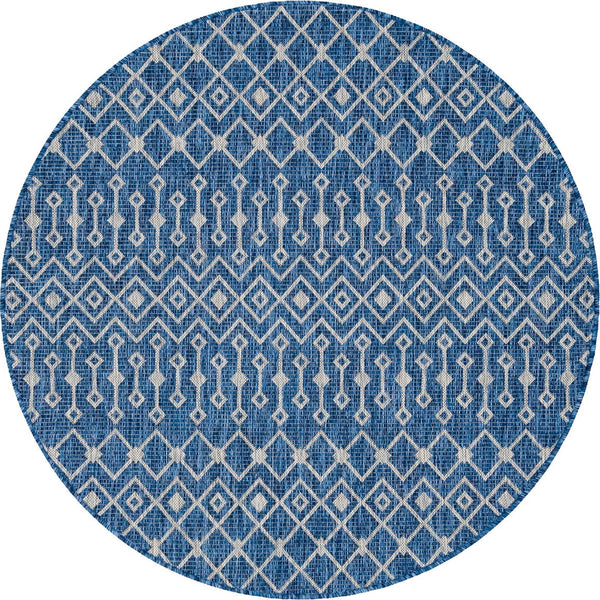 Unique Loom Blue Outdoor Trellis Runner - Stylish 2' X 8' Design For Patios And Garden Paths, Durable & Chic Blue  3150212-unique-loom
