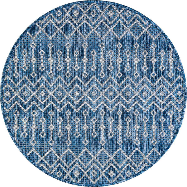 Unique Loom Blue Outdoor Trellis Runner - Stylish 2' X 8' Design For Patios And Garden Paths, Durable & Chic Blue  3150213-unique-loom