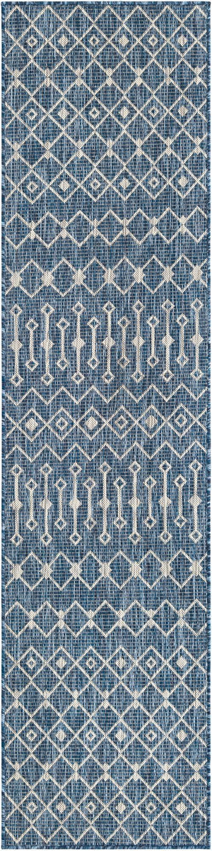 Unique Loom Blue Outdoor Trellis Runner - Stylish 2' X 8' Design For Patios And Garden Paths, Durable & Chic Blue  3150214-unique-loom