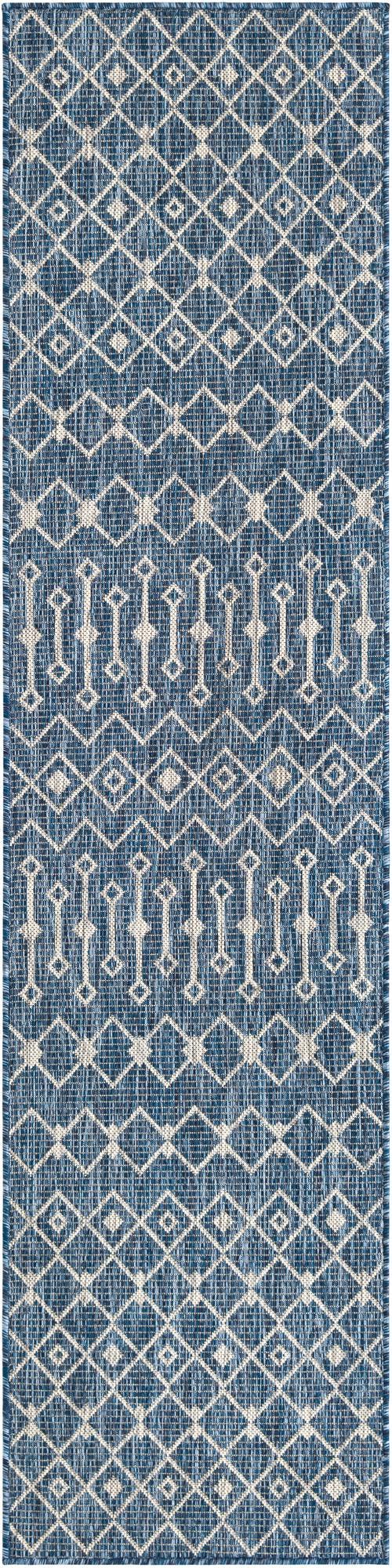Unique Loom Blue Outdoor Trellis Runner - Stylish 2' X 8' Design For Patios And Garden Paths, Durable & Chic Blue  3150214-unique-loom