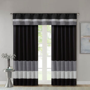English Elm Polyoni Pintuck Curtain Panel - Modern Striped Design, Light Filtering, Textured Window Treatment 50X84" B03598063-GIGA