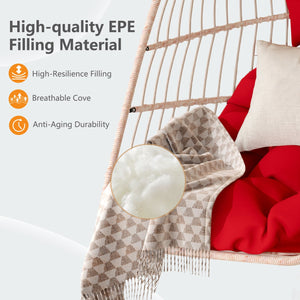English Elm Outdoor Cozy Red Rattan Egg Swing Chair - Durable, Lightweight, And Perfect For Relaxation Anywhere! W2500P364247