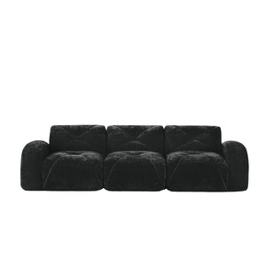 English Elm 110''boneless Velvet Sectional Sofa Modular Cloud Seating with Tufted Cushions for Living Rooms Black W714S01626