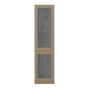 English Elm Home Vertical Freestanding Bookcase with Open Shelving and Enclosed Lower Cabinet Natural Wood B070P487569
