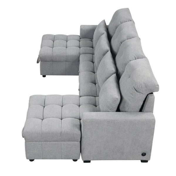 English Elm 101.2" Modular Chenille Sectional Sofa with Tufted Cushions and Deep Seating for Living Room N719S001750E