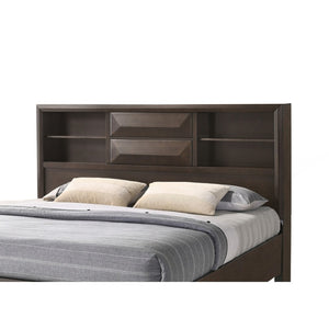 English Elm Contemporary Queen Storage Bed Bookcase Headboard Footboard Drawers Espresso Wood B2741S00895