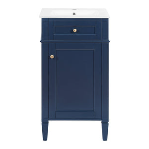 English Elm 18-inch French Style Freestanding Bathroom Vanity with Ceramic Sink Soft Close Storage Blue N710P411340C