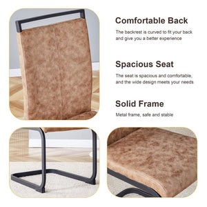 English Elm Table 67"X36" Modern Dining Set With 6 Ergonomic Brown Chairs & Stylish Black Metal Legs For Comfort W1151S01956-GIGA